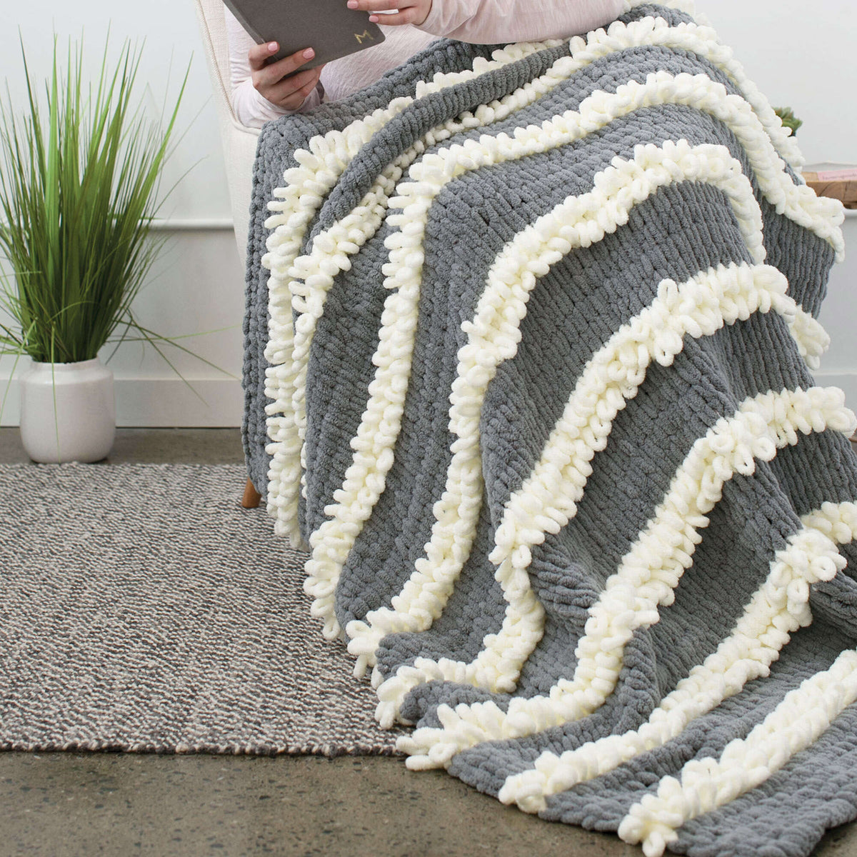 Craft Blanket made in Bernat Blanket-EZ yarn