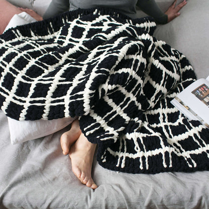 Bernat Craft Alize EZ Mad for Plaid Blanket Craft Blanket made in Bernat Blanket-EZ yarn