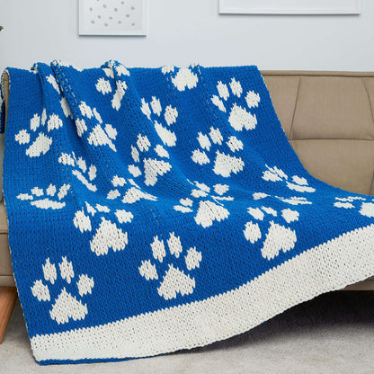 Bernat Craft EZ Graph It Paw Print Blanket Craft Blanket made in Bernat Alize Blanket EZ Graph-it yarn