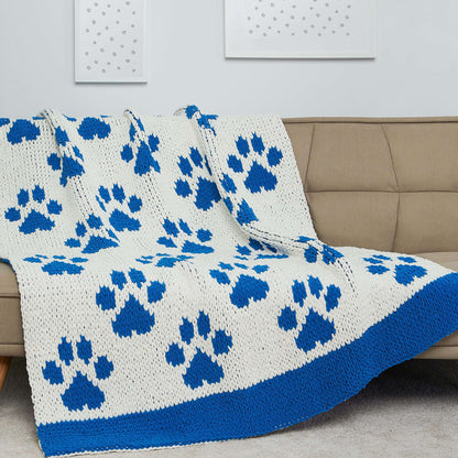 Bernat Craft EZ Graph It Paw Print Blanket Craft Blanket made in Bernat Alize Blanket EZ Graph-it yarn