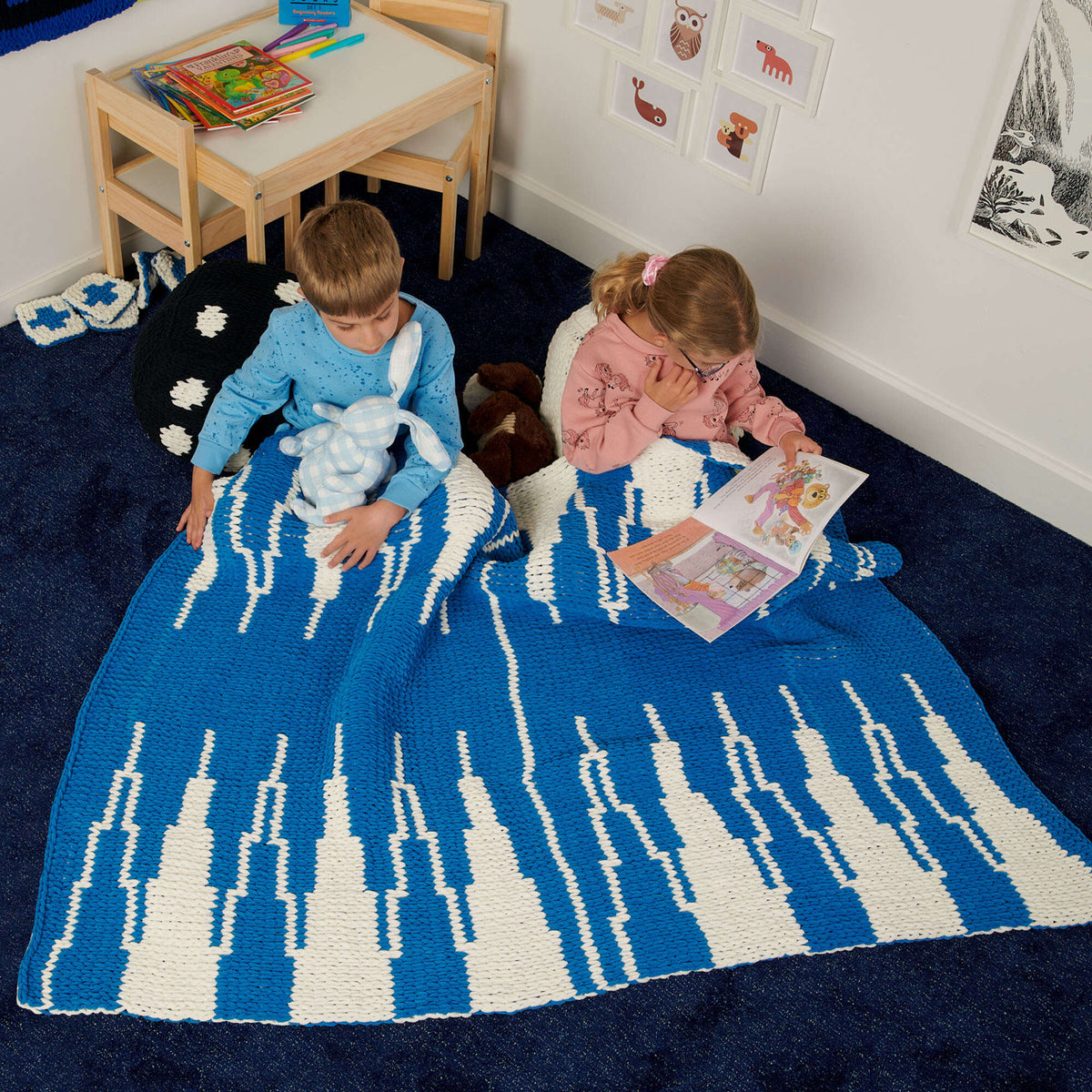 Craft Blanket made in Bernat Alize Blanket EZ Graph-it yarn