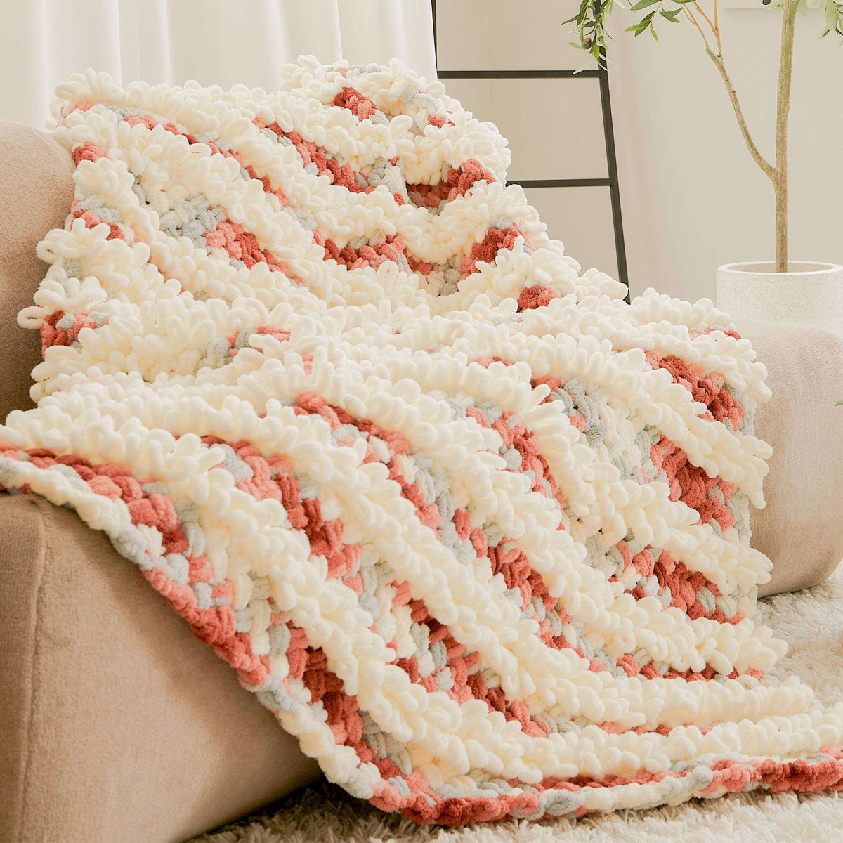 Craft Blanket made in Bernat Blanket EZ Graph-it yarn