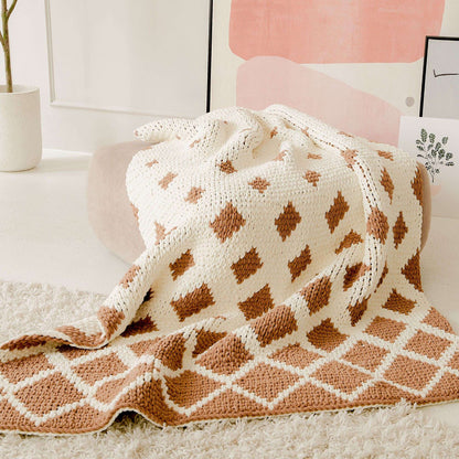Bernat EZ Graph-IT Waves of Squares Blanket Craft Blanket made in Bernat Blanket EZ Graph-it yarn