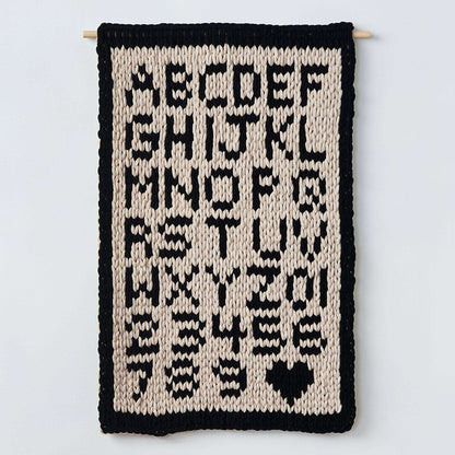 Bernat Craft EZ Graph It ABC123 Sampler Wall Hanging Craft Wall Hanging made in Bernat Alize Blanket EZ Graph-it yarn
