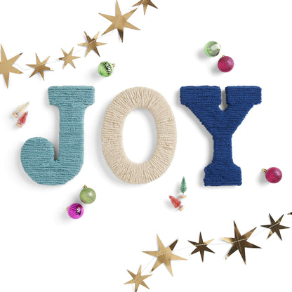 Bernat Craft Holiday Joy Letter Art Craft Accessory made in Bernat Blanket O'Go yarn