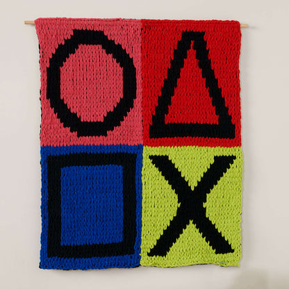 Bernat Craft EZ Graph It Gamer Wall Hanging Craft Wall Hanging made in Bernat Alize Blanket EZ Graph-it yarn