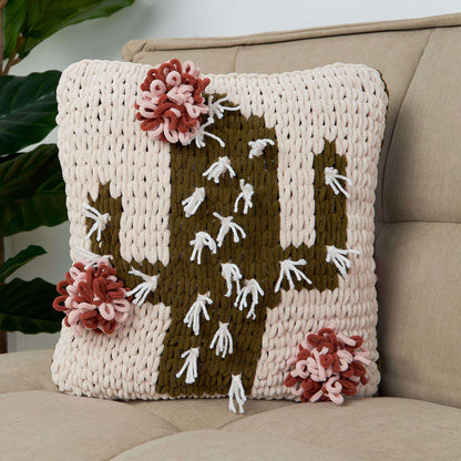 Bernat Craft EZ Graph It Pompom Cactus Pillow Craft Pillow made in Bernat Alize Blanket EZ Graph-it yarn