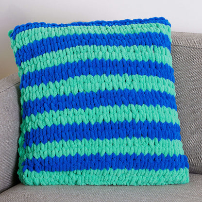 Bernat Craft EZ Striping Pillow Craft Pillow made in Bernat Blanket EZ Stripes yarn