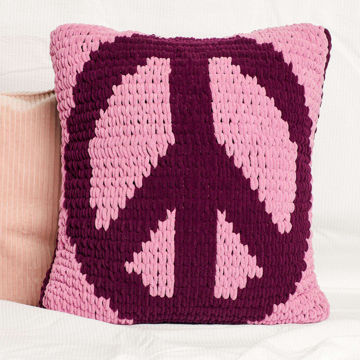 Craft Pillow made in Bernat Alize Blanket EZ Graph-it yarn