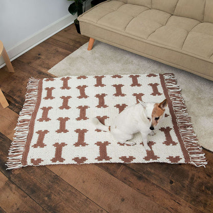 Bernat EZ Graph It Dog Bone Rug Craft Rug made in Bernat Alize Blanket EZ Graph-it yarn