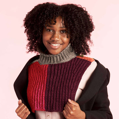 Caron Crochet Ribbed Neckwarmer Choco-Blueberry