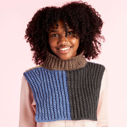 Caron Crochet Ribbed Neckwarmer Choco-Blueberry