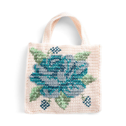 Caron Crochet Floral Cross Stitch Tote Bag Single Size
