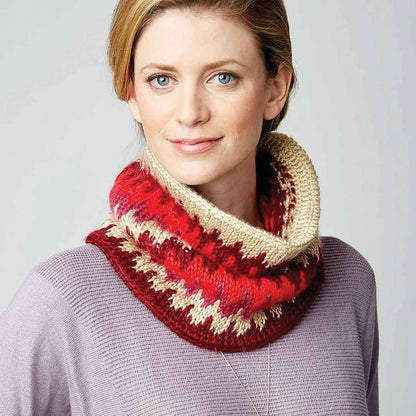 Caron Crochet Tunisian Fair Isle Cowl Single Size