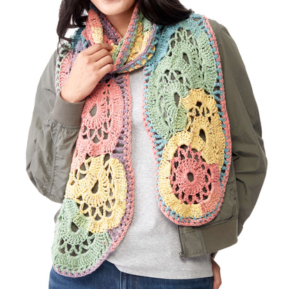 Caron Cakes Calico Flowers Crochet Scarf Single Size