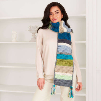 Caron Varied Stripes Crochet Scarf Crochet Scarf made in Caron Colorama O'Go yarn