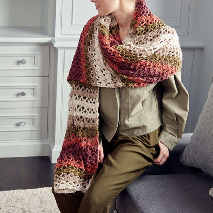 Caron X Pantone Striping Shells Crochet Shawl Single Size