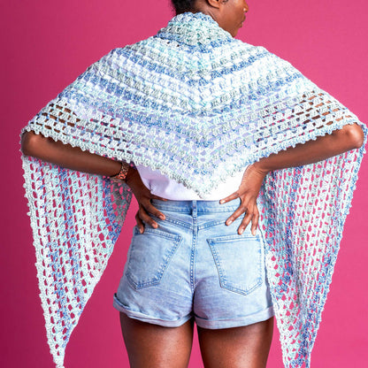 Caron Rainy Day Crochet Shawl Crochet Shawl made in Caron Cotton Ripple Cakes yarn