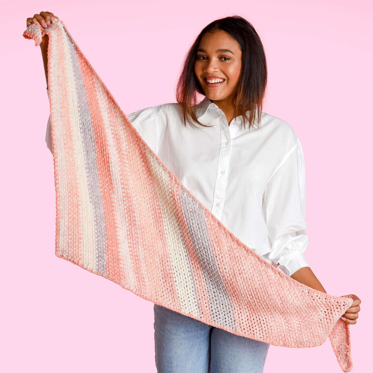 Crochet Shawl made in Caron Cotton Cakes yarn