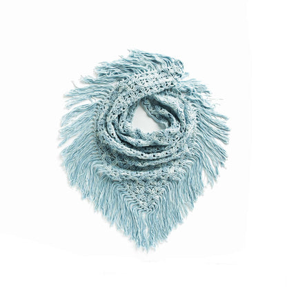 Caron Mock-rame Crochet Fringed Shawl Single Size
