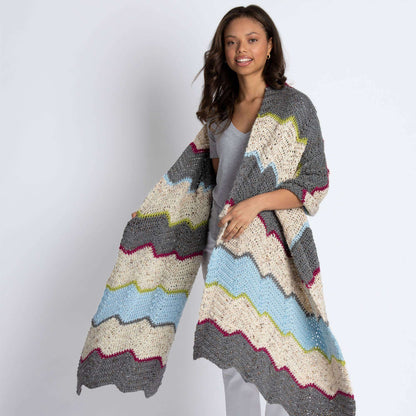 Caron Leaning Zig Zags Crochet Shawl Single Size