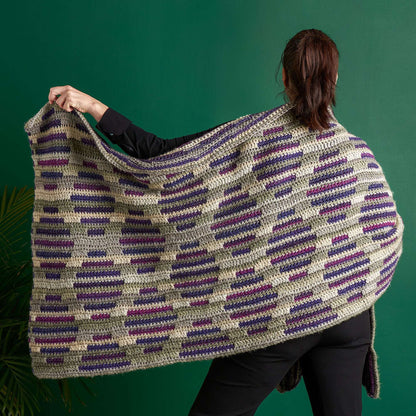 Caron Mosaic Circles Crochet Blanket Wrap Single Size