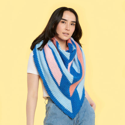 Caron Blocks and Stripes Crochet Shawl Single Size