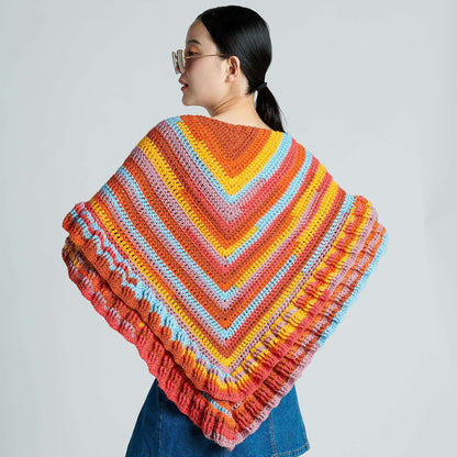 Caron Crochet Ruffled Shawl Crochet Shawl made in Caron Cinnamon Swirl yarn
