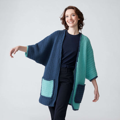 Caron Color Block Crochet Cardigan 3/4/5XL