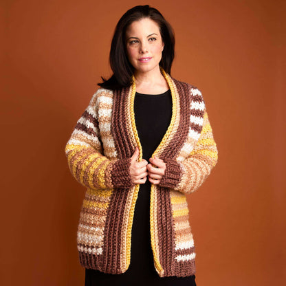 Caron Anniversary Cakes Let's Stripe Crochet Cardigan M