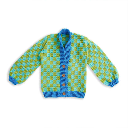 Caron Checkered Crochet Cardigan Version 1
