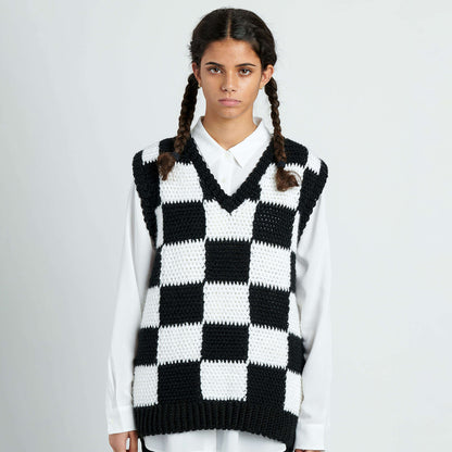 Caron Chessboard Crochet Vest L