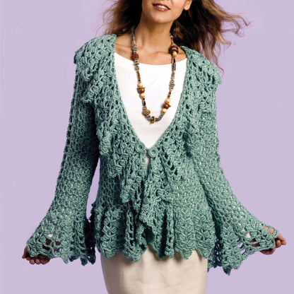 Caron Crochet Soft Sage Circle Jacket S