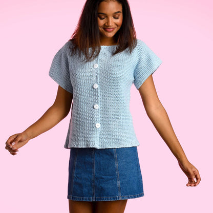 Caron Button Up Crochet Top Crochet Top made in Caron Cotton Ripple Cakes yarn