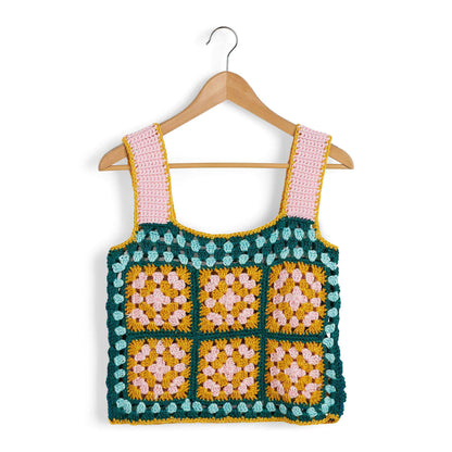 Caron Crochet Granny Square Top Pink