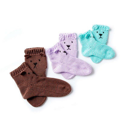 Caron Crochet Bear Feet Slipper Socks Robins Egg