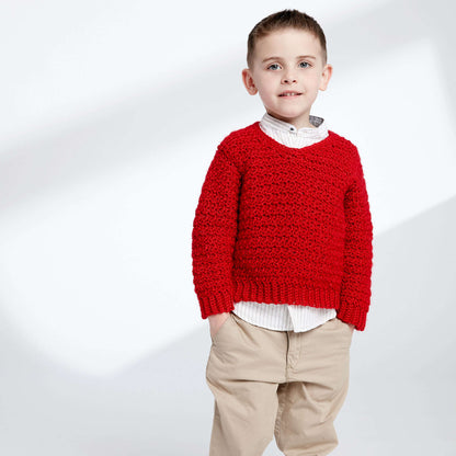 Caron Child's Crochet V-Neck Pullover Size 4