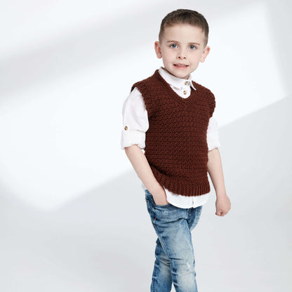 Caron Child's Crochet V-Neck Vest Size 6