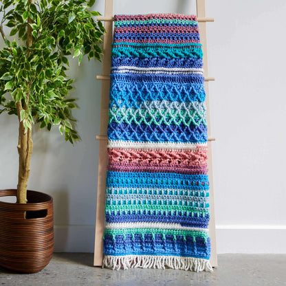 Caron Anniversary Cakes Sample Blue Crochet Afghan Single Size