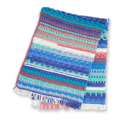Caron Anniversary Cakes Sample Blue Crochet Afghan Single Size