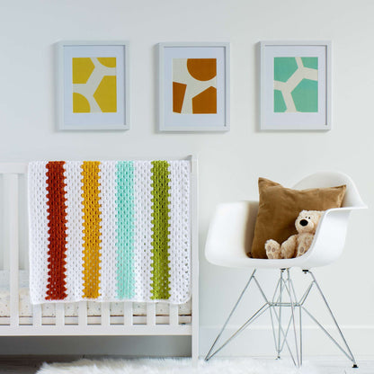 Caron Cheery Crochet Granny Stripes Baby Blanket Crochet Blanket made in Caron Simply Soft yarn