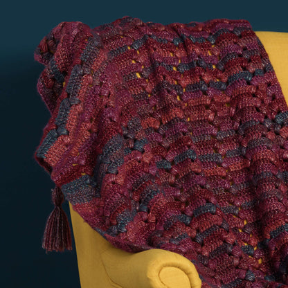 Caron Herringbone Puff Stitch Crochet Blanket Single Size