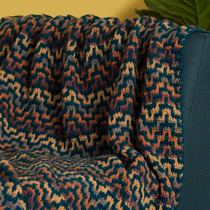 Caron Ziggurat Chevron Mosaic Crochet Blanket Single Size