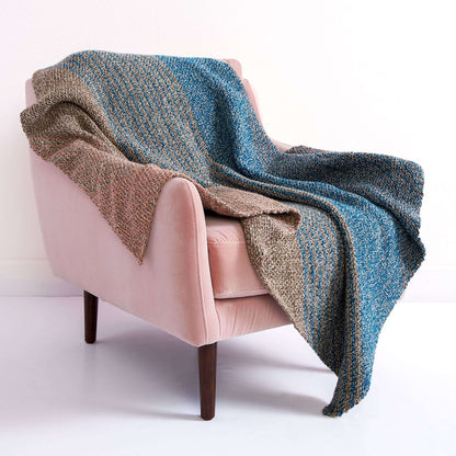 Caron Marled Crochet Moss Stitch Stripes Blanket Single Size