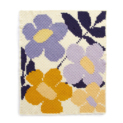 Caron Corner to Corner Popping Florals Crochet Graphghan Crochet Blanket made in Caron Big Donut O'Go yarn