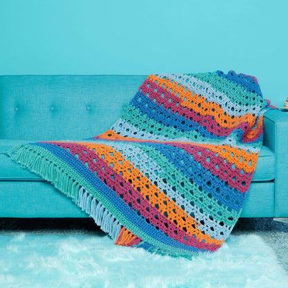 Caron Stacking Triangles Lacy Crochet Blanket Single Size