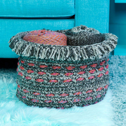 Caron Woven Bands Crochet Basket Crochet Basket made in Caron Spice Cakes yarn
