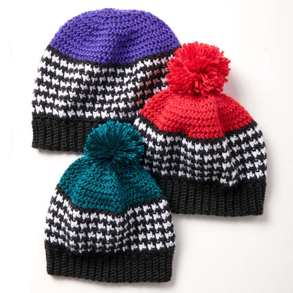 Caron Crochet Houndstooth Bright Hat Green