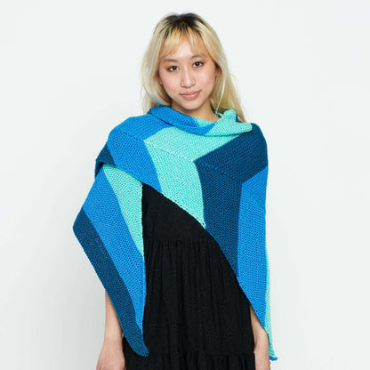 Caron Angled Stripes Knit Shawl Single Size