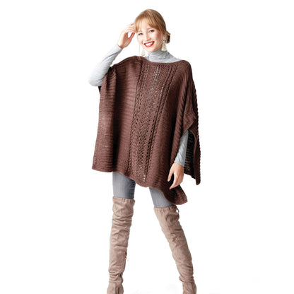 Caron Lace Panel Knit Poncho Single Size